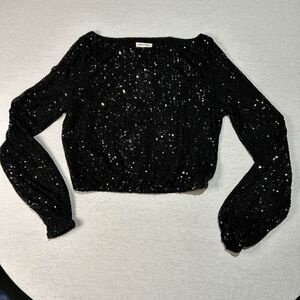 NWT Urban Social Black Sequined Top, Size XS, Holidays, New Year's, Party
